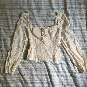 Reformation Isadora Cream Lace Blouse